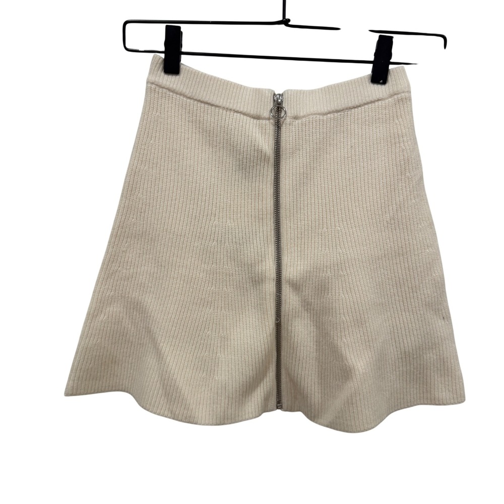 Zara Girls Cream Ribbed Knit Zip Front Mini‎ Skirt Size 11-12 Years 3471/709/712